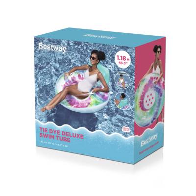 Koło do pływania z oparciem TIE DYE 118x117 cm - Bestway 43637