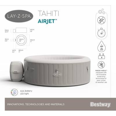 DMUCHANE JACUZZI SPA TAHITI 180x66 cm 4 os. - BESTWAY 60007