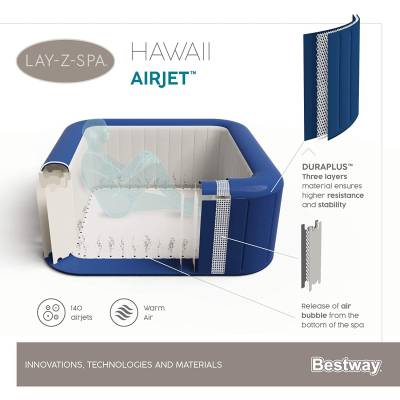 Zestaw PRESTIGE dmuchane jacuzzi spa Hawaii 180x180x71 cm - Bestway 60021