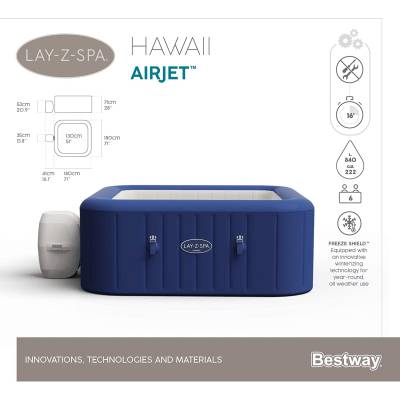 Zestaw PRESTIGE dmuchane jacuzzi spa Hawaii 180x180x71 cm - Bestway 60021