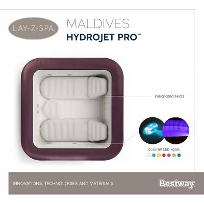 Zestaw PRESTIGE dmuchane jacuzzi spa MALDIVES 201x201x80 cm 7 os. WiFi - Bestway 60033