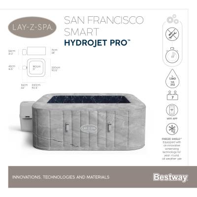 Dmuchane jacuzzi spa San Francisco 230x230x71 cm 7 os. WiFi - Bestway 6001Q