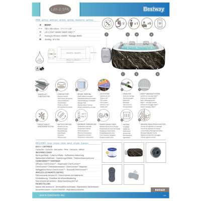 Dmuchane spa jacuzzi Hawaii 180x180x66 cm 6 os. LED WiFi - Bestway 60261