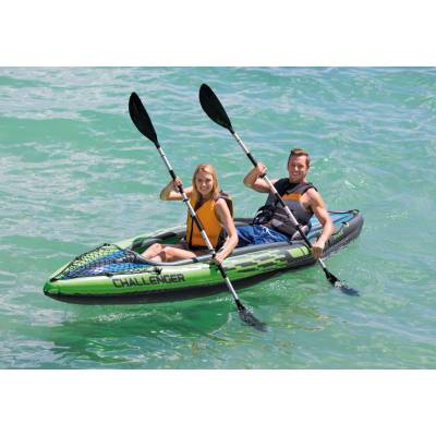 Kajak CHALLENGER K2 351x76x38 cm + aluminiowe wiosła i pompka - Intex 68306