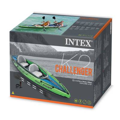 Kajak CHALLENGER K2 351x76x38 cm + aluminiowe wiosła i pompka - Intex 68306