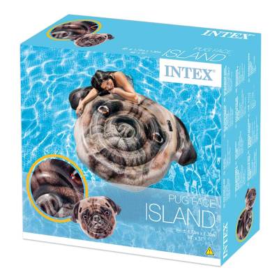 MATERAC WYSPA DO PŁYWANIA PIES MOPS 173x130 cm - INTEX 58785