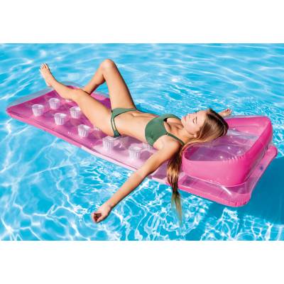 MATERAC PLAŻOWY Z PODUSZKĄ RÓŻOWY - INTEX 58890