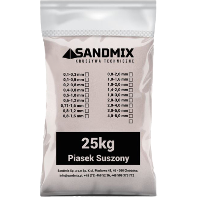 Piasek kwarcowy do pompy basenowej 0,4 - 0.8 mm - worek 25 kg