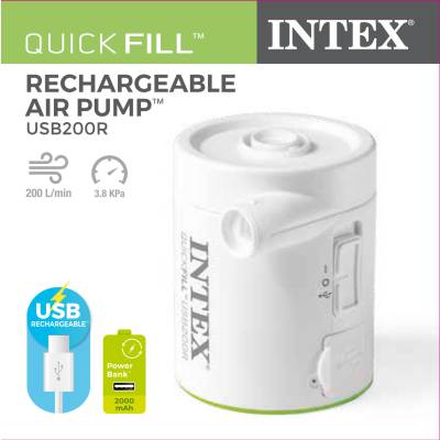 Pompka elektryczna na USB 200 L/MIN + akumulator - 5V 2AH Ni-MH - Intex 66637