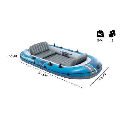 Ponton Excursion 4 - 315x165x43 cm + wiosła i pompka - Intex 66324