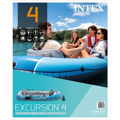 Ponton Excursion 4 - 315x165x43 cm + wiosła i pompka - Intex 66324