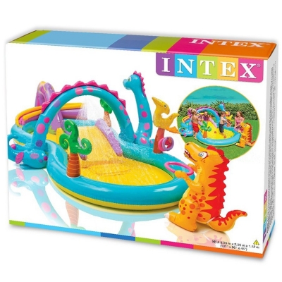 WODNY PLAC ZABAW BASEN DINOZAURY 333x229x112 cm - INTEX 57135