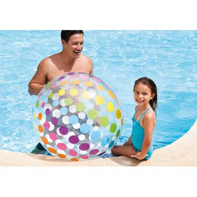 PRZEZROCZYSTA PIŁKA W KROPKI JUMBO 107 CM - INTEX 59065